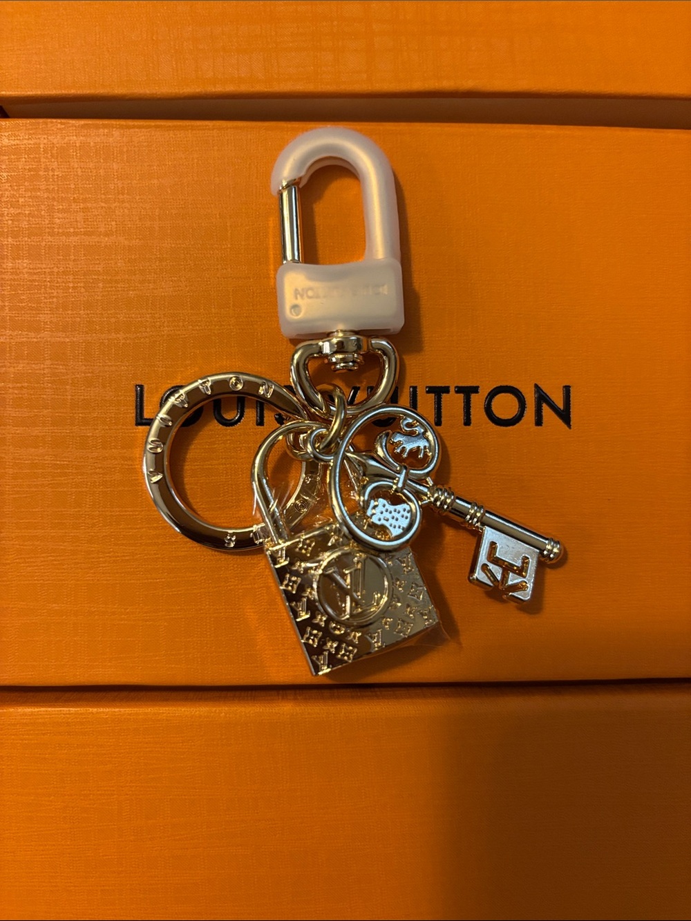 Gold-tone LV Lock & Key Keychain or Purse Charm